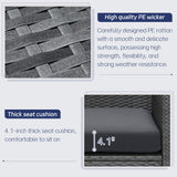 BULEXYARD 9 Pcs Highback Patio Furniture Set with Firepit, High-End Outdoor Sectional Couch with Ottoman 8-Seats, Cozy Comfy Wide Deep Deck Seating Group Conversation, Grey Rattan & Dark Gray Cushion BULEXYARD