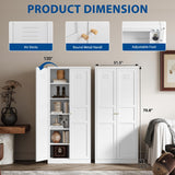 Fesbos Metal Storage Cabinet-71” Tall Steel File Cabinets with Doors and 5 Adjustable Shelves-White Steel Storage Cabinet for Home,Kitchen, School, Office, Garage Fesbos