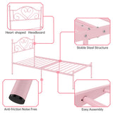 Weehom Twin Bed Frames with Headboard, Heavy Duty Metal Platform Bed Under Bed Storage Space Easy Assembly for Kids Girls Adults, Pink Weehom