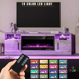 BOSSIN Fireplace TV Stand with 36" Electric Fireplace, LED Light Entertainment Center with Storage Cabinet for TVs up to 80 inch, Media TV Console with Modern Wood Texture,70 inch Gray BOSSIN