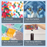 FHBUBPUP Wolf Diamond Painting Kits for Adults, Animal Diamond Art Kits for Beginners - DIY Full Drill Round Diamond Dot Gem Art, Craft Gift Suitable for Home Wall Decoration 12×12Inch FHBUBPUP