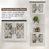 Maupvit White Corner Hutch with 4 Tempered Glass Doors, 67" Tall Farmhouse Corner Storage Cabinet, Kitchen Pantry Hutch with Adjustable Shelf, Home Space Saver for Laundry Room, Dining Living Room Maupvit