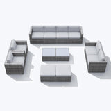 Patiorama 12 Piece Patio Furniture Set, Outdoor Sectional Sofa, All-Weather Grey PE Wicker Rattan Conversation Set, Patio Couch Furniture Set w/Coffee Table for Balcony Garden Pool(Light Grey Cushion) Patiorama