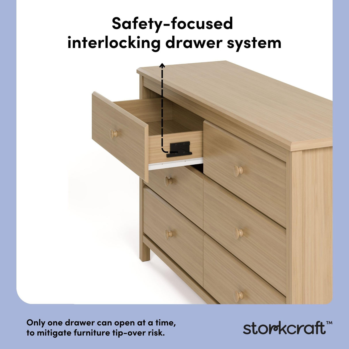 Storkcraft Alpine 6-Drawer Dresser (Driftwood) – GREENGUARD Gold Certified, Brown Dresser for Bedroom, Kids & Nursery Storage Drawers, Safety Interlocking Drawers, Pre-Installed Tracks, Kids Bedroom Storkcraft
