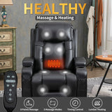 Trustyue Power Lift Recliner Chair with Heat and Massage, Lift Chairs for Standing Assistance, 2 Cup Holders, 4 Pockets, USB Charge Port, Breathable Leather Black Trustyue
