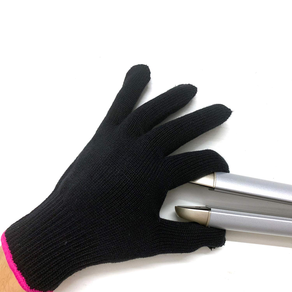 Lessmon Professional Heat Resistant Glove for Hair Styling Heat Blocking for Curling, Flat Iron and Curling Wand Suitable for Left and Right Hands, 1 Piece, Pink Edge Lessmon