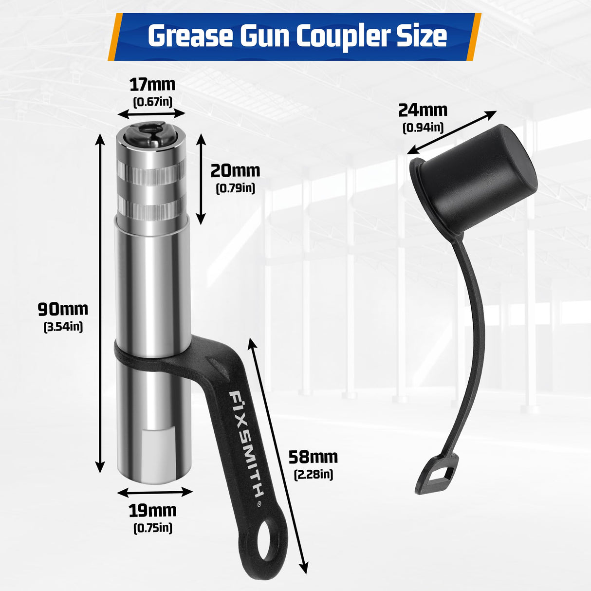 FIXSMITH Grease Gun Coupler, Heavy Duty Strong Quick Release Grease Gun Tips Locking, 10000 PSI High Pressure Locking Grease Gun Tips, Compatible with All Grease Guns 1/8" NPT Fittings FIXSMITH