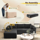 Mvpipi Boneless Couches for Living Room, L-Shaped Cloud Couch with Oversized Chaise, Modular Sectional Couch w/Deep Seat, Corduroy Comfy Sofa, No Assembly Couches for Bedroom & Apartment, Black Mvpipi