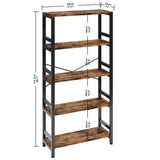 IRONCK Bookshelves and Bookcases, 31.5in Wide Shelf 5-Tier Ladder Shelf 110lbs/shelf Vintage Industrial Style Bookcase for Bedroom Living Room Home, Vintage Brown IRONCK