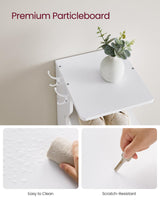 VASAGLE 7-Tier Vertical Shoe Rack, Narrow Shoe Storage Organizer with Hooks, Slim Corner Shoe Tower Rack, Space Saving for Entryway and Bedroom, White ULBS200T14 VASAGLE