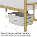 Yaheetech 2Pcs Twin Size Metal Platform Bed Frame with Victorian Style Iron-Art Headboard/Footboard/Under Bed Storage/No Box Spring Needed Antique Gold Yaheetech
