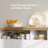 Marsail 55" Buffet Cabinet with Storage, Farmhouse Kitchen Sideboard Cabinet w/4 Doors & Shelves, Coffee Bar Buffet Table for Dining Room, Brown White Marsail