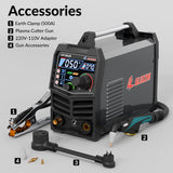 GZ GUOZHI Plasma Cutter, [Large LED Display] 50Amps Cutter Machine with 110/220V Dual Voltage DC Inverter IGBT 1/2 Inch Clean Cut Post Flow and 2T/4T, for Beginners DIY GZ GUOZHI