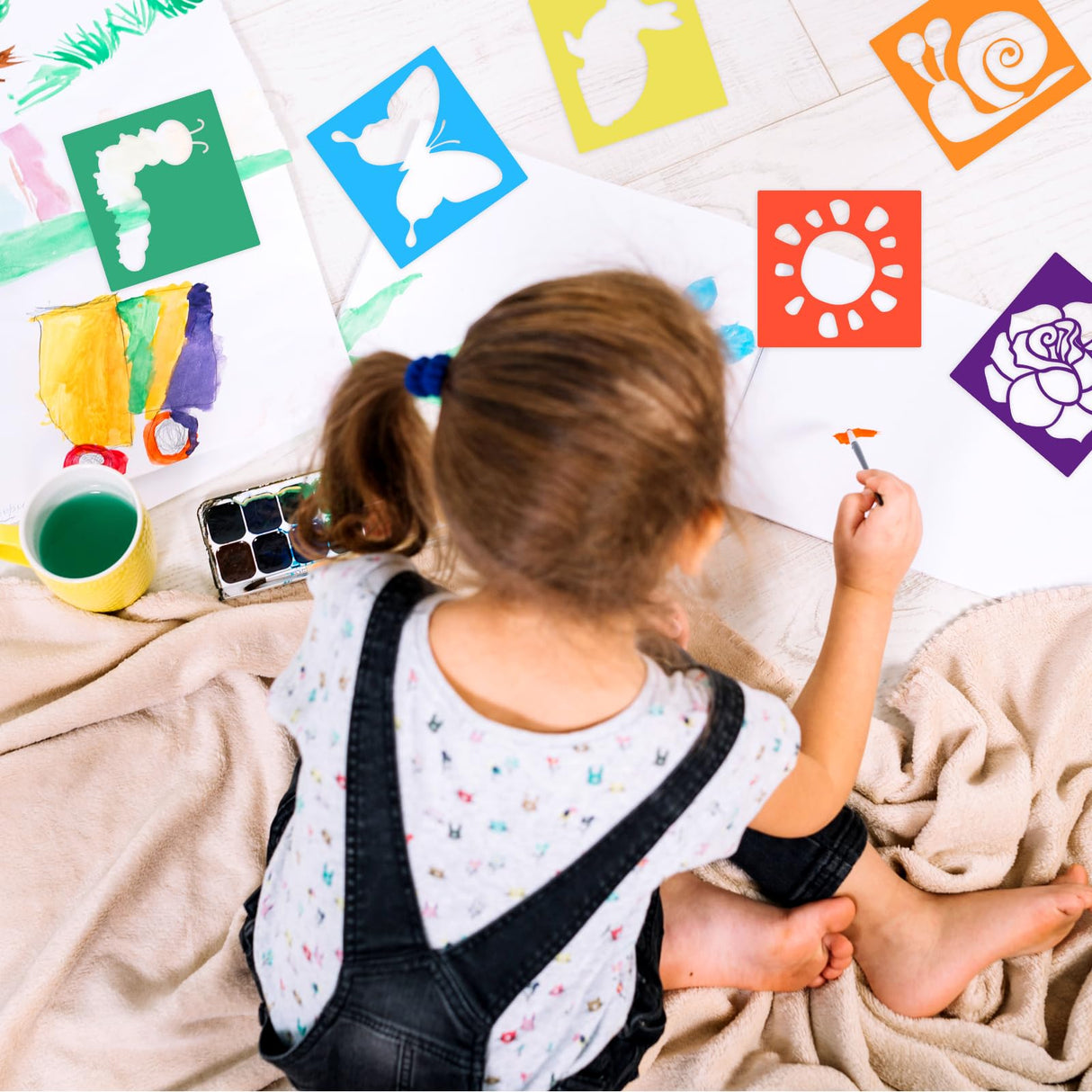 Aiyorse 12 Pieces Drawing Stencils for Kids, 8 Inch Sidewalk Chalk Stencils Painting Outside Large Reusable Drawing Stencil Washable Garden Themed Primary Shape Template for Kids Toddlers Preschool Aiyorse