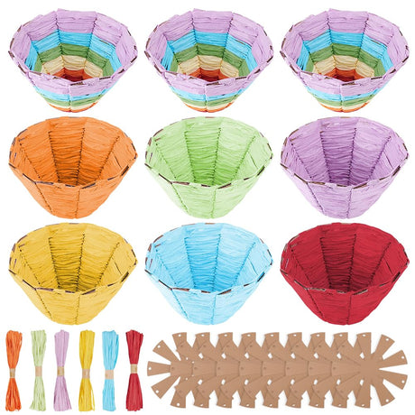 FREEBLOSS 9 Set Woven Basket Kit Woven Easter Basket Kit DIY Woven Basket Set Wicker Basket Kit for Beginners Basket Making Kit with Basket Weaving Supplies Basket Weaving Kits FREEBLOSS