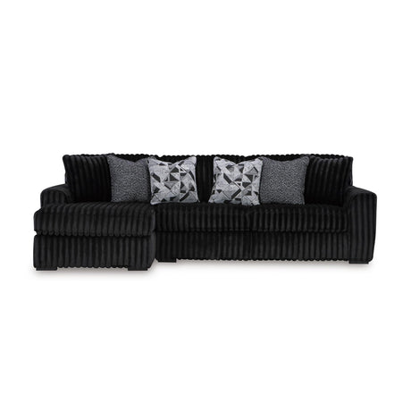 Signature Design by Ashley Midnight-Madness Contemporary L-Shaped 2-Piece Sectional Sofa with Chaise for Living Room, Black Signature Design by Ashley