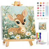 Aestalrcus Paint by Numbers Kit for Kids with Frame, Deer Paint by Numbers for Kids Ages 4-8-12,DIY Acrylic Oil Painting for Home Wall Decor Gift 8 x 8 Inch (with Frame Easel) Aestalrcus
