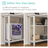 Lufeiya White L Shaped Computer Desk with Power Outlet Shelves, 47 Inch Corner Desk for Home Office Bedroom, L-Shaped Study Writing Working PC Desks, White Lufeiya