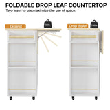 IRONCK Kitchen Island with Storage, 47.2in Rolling Island on Wheels, Kitchen Cart with Drop Leaf, Drawer and Towel Rack for Home, Dining Room IRONCK