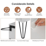 Giantex Record Player Stand, White Turntable Stand Holds up to 150 Albums, Mid-Century Vinyl Storage Cabinet Table with Metal Legs, Record Player Holder End Table for Bedroom Living Room Giantex