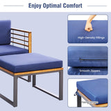 Tangkula 5 Piece Patio Chair Set, Acacia Wood Chair Set w/Ottomans & Coffee Table, Soft Seat & Back Cushions, Outdoor Wood Furniture Set for Backyard, Poolside, Garden Tangkula