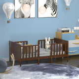 Costzon 2-in-1 Convertible Toddler Bed Frame with Safety Guardrails & Footboard - Brown Costzon