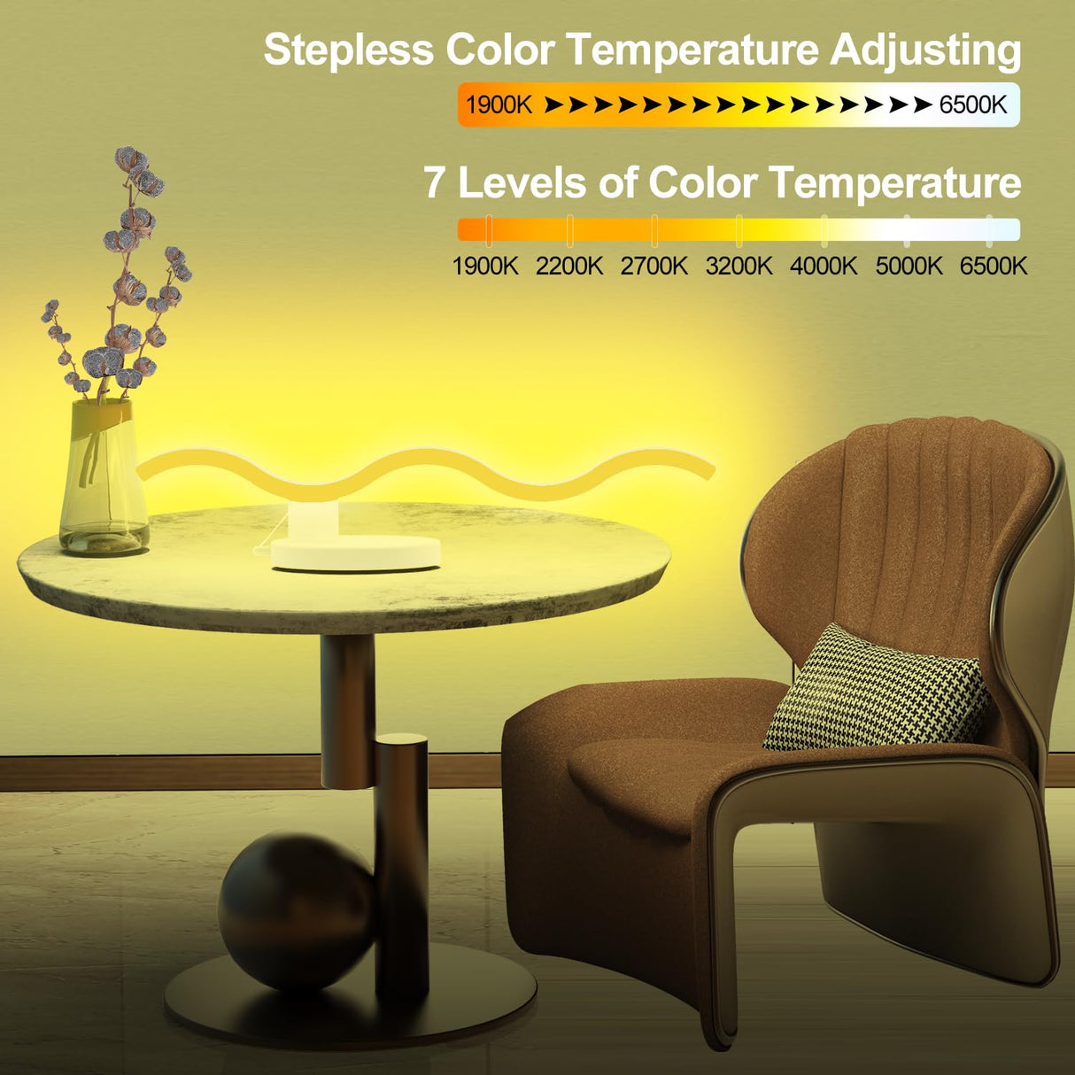 Transformable Circular Led Table lamp for Bedroom with Remote Control, Small Modern Adjustable Touch Bedside Lamp for Living Room, Dimmable Bright Nightstand End Table Light for Home Tabletop Desk EPABINA