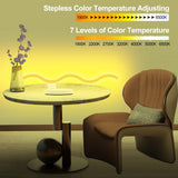 Transformable Circular Led Table lamp for Bedroom with Remote Control, Small Modern Adjustable Touch Bedside Lamp for Living Room, Dimmable Bright Nightstand End Table Light for Home Tabletop Desk EPABINA