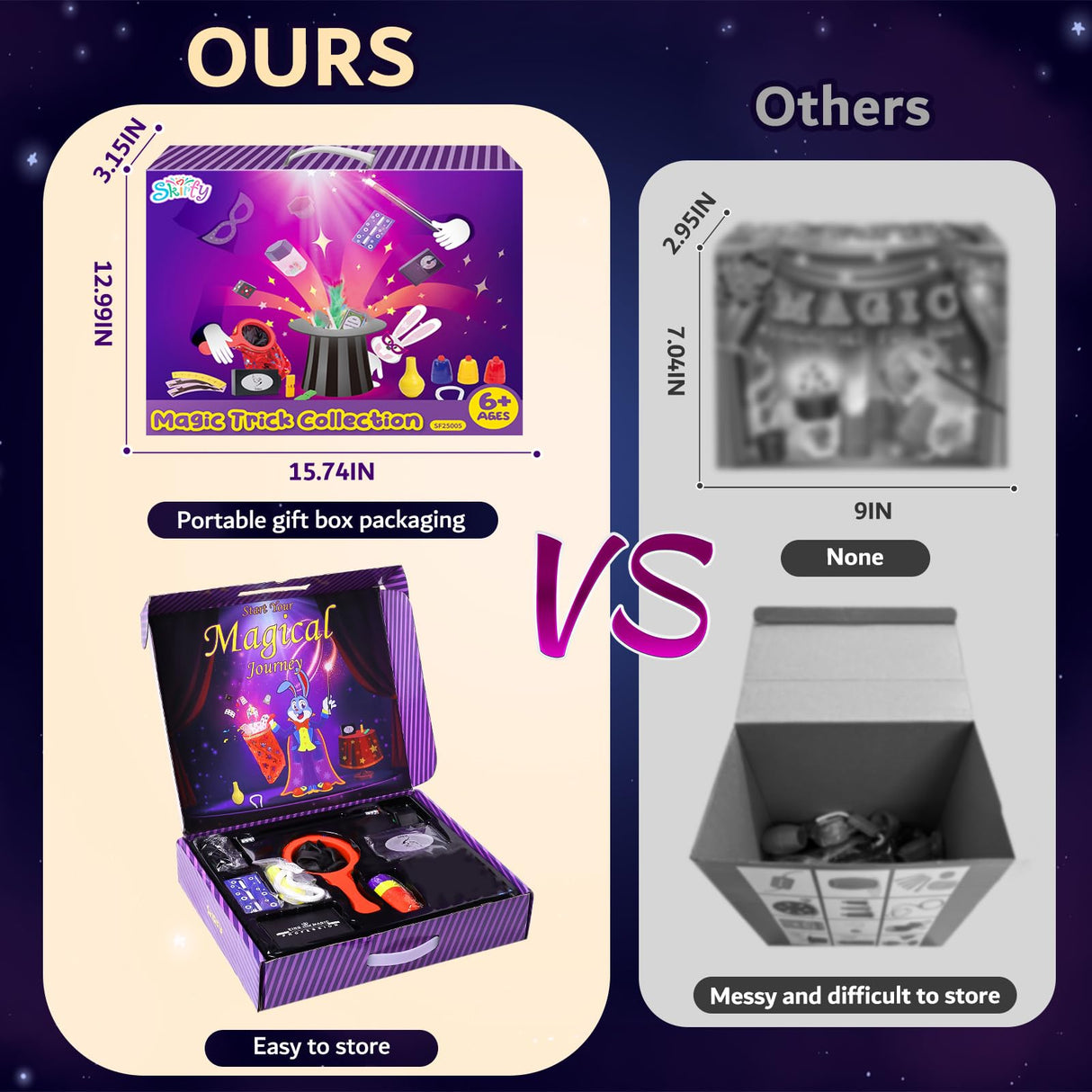 Skirfy Magic Kit-75+ Magic Tricks for Kids Age 6-8,Perfect Magic Toys for Kids,Featuring with Floating Vase,Double Magic Bag,Magic Mirror-Great Birthday Gifts for Boys Girls Skirfy