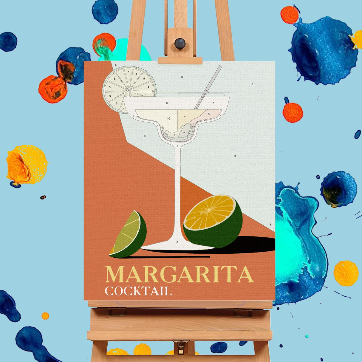 6 Pack Paint by Numbers Kit for Adults Beginners - 8x10 Inch Cocktail Adult Paint by Number Kits on Canvas, Cocktail DIY Acrylic Oil Number Painting Kits for Adults, Perfect for Gift Home Decor Offito