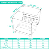NKM Stainless Steel Adjustable Canopy Bed Frame, Suitable for Twin,Full,Queen and King Size, Thicken Bed Frame Bracket for Metal Bed or Wood Bed Mosquito Curtains Bedroom décor NKM