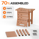 VINGLI 18 Inch HDPE Outdoor Patio Garden Small Bench Seat, Waterproof Shower Bench, Backless HDPE Stools Chairs for Inside Shower, Outdoor Short Stools (Teak) VINGLI