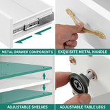 YITAHOME 62" Kitchen Pantry Cabinet, Metal Storage Cabinets with Adjustable Shelves, Farmhouse Pantry Organizer with Door and Drawer for Dining Living Room, White YITAHOME