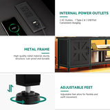 YITAHOME TV Stand with LED Lights & Charging Station, Farmhouse Entertainment Center with Storage Cabinets & Shelves, Cross-Pattern Doors, Fits TVs up to 70'', TV Consoles for Living Room, Black YITAHOME