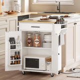 HOOBRO Kitchen Island with Power Outlet, Kitchen Storage Island with Large Worktop, Spice Rack and Drawer, Rolling Kitchen Cart on Wheels, for Kitchen and Dining Room, White and Natural WN88UZD01 HOOBRO