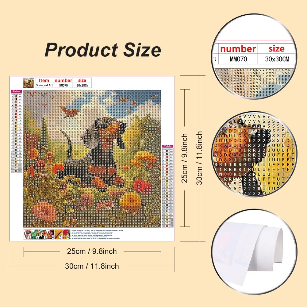 WSLWXSHM Diamond Art Painting Kits for Adults Dachshund Dog, Round Full Drill Diamond Art Kits, 5D DIY Paint with Diamonds Crafts for Home Wall Decoration Gifts 12×12Inch, Animal WSLWXSHM