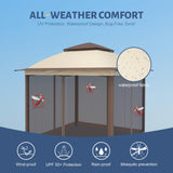 11'X11' Gazebo Pop Up with 4 Sidewalls Mosquito Netting, Heavy Duty Patio Gazebo Canopy Tent with Double Air Roofs for Backyards, Patios, Decks, Gardens, Parks Yokayoay