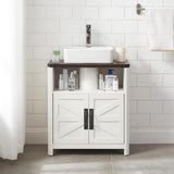 Minifeel Bathroom Floor Cabinet, Farmhouse Bathroom Storage Cabinet, Adjustable Shelf, Barn Doors, Cabinet for Bathroom, Kitchen, Living Room (Antique White) Minifeel