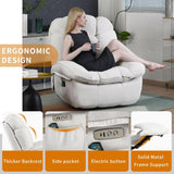 EDWELL Power Recliner Chair, Massage Rocker Recliner Chairs for Adults with Heated, Oversized Rocker Swivel Chairs for Living Room, Comfy Nursery Rocking Chairs with USB-C Ports and Side Pocket, White EDWELL