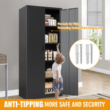 Metal Storage Cabinets, 71'' Tall Metal Garage Storage Cabinets with Lock,Sturdy Metal Cabinet Storage with 4 Adjustable Shelves and Doors, BLack Steel Cabinet for Garage,Offices,Basement,Storerooms Leariso