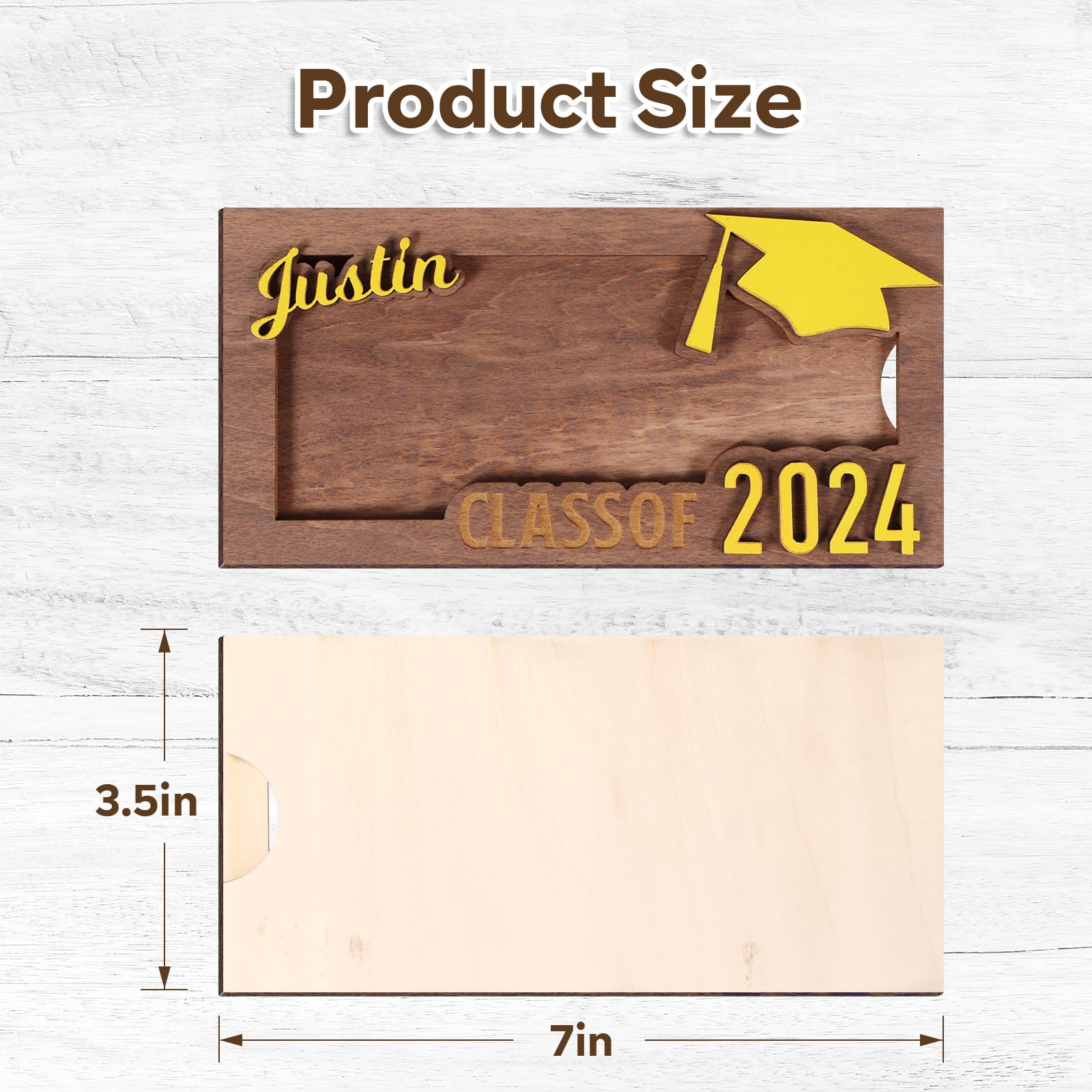 2024 Personalized Graduation Money Gift Holder, Custom Wooden Graduation Cash Holder Card Box, Class of 2024 Senior Gift for Graduates High School Students, Customize Present for Her Him - WoodArtSupply