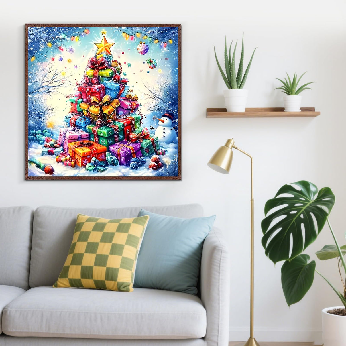 Christmas Tree Snowman Diamond Painting Kits for Adults,5D Winter Diamond Art Kits for Adults Beginners,DIY Full Round Drill Diamond Dot Painting Gem Art Kits for Adult,Home Wall Decor 13.8x13.8 Inch LKHMVCA