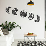 Jetec 5 Pieces Moon Phase Wall Decor Boho Hanging Moon Phase Nordic Wood Wall Art for Living Room Bedroom Home Decoration Room Apartment Bar Ornament(Black) Jetec