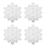 Christmas Snowflake Placemats Set of 4 Sliver Snowflake Place Mats Tablemats Round Vinyl Non-Slip Washable Table Setting for Christmas Dining Holiday Party Wedding Kitchen Table Mats Decor mdgfge