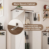 Befrases 72" H White Tall Farmhouse Storage Cabinet with Adjustable Shelves, Large Pantry Organize with 2 Barn Doors, Freestanding Cabinet for Kitchen, Garage, Basement, Living, Utility Room Befrases