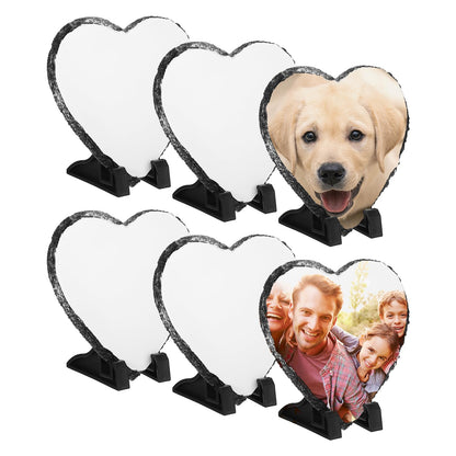 PATIKIL Sublimation Slate Blanks, 6 Pcs Heart Stone Sublimation Photo Frame Heat Press Sublimation Plaque for Making Memorial for a Friend, Dog, Personalized Gift, White, 6 x 6