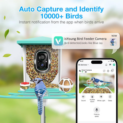 Smart Bird Feeder Camera, AI Recognition and Solar Powered, Auto Capture & Notity, Bird Video & Motion Detection Camera, Ideal Bird Watching Gifts - WoodArtSupply