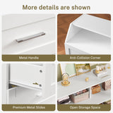 TEENFON 46.5'' Wide White Dresser for Bedroom, 6 Drawer Dresser with Charging Station & LED Lights, Closet Organizer for Bedroom, White TEENFON