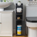 AOJEZOR Toilet Paper Holder Stand: Bathroom Storage Cabinet Beside Toilet Storage for Small Bathroom with Toilet Roll Holder - Toilet Paper Stand - Black AOJEZOR