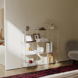 4-Tier Acrylic Horizontal Bookshelf, Clear 9 Cube Open Bookcase, Modern Book Shelf for Living Room, Bedroom, Office, 11.8" D x 47.2" W x 38.6" H, Easy Assembly CRTERICX